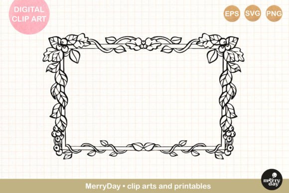 Berry and Leaves Frame Graphics & Print Templates