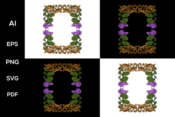 Carved Frame with Very Beautiful Floral Graphics & Logos