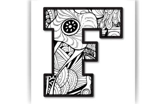 Decorative F Letter Coloring Page KID Graphics