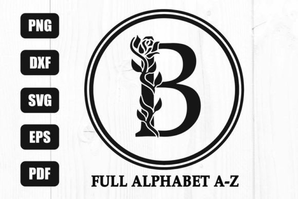 Decorative Floral Monogram Graphics for Crafts