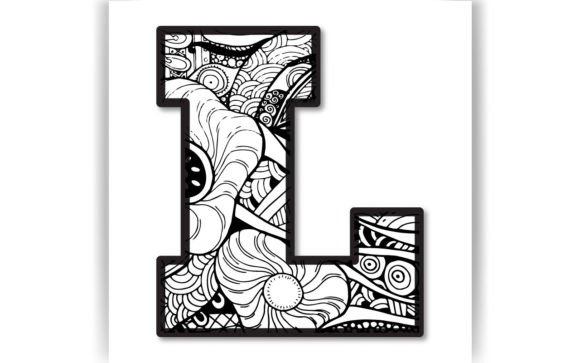 Decorative L Letter Coloring Page KID Graphics