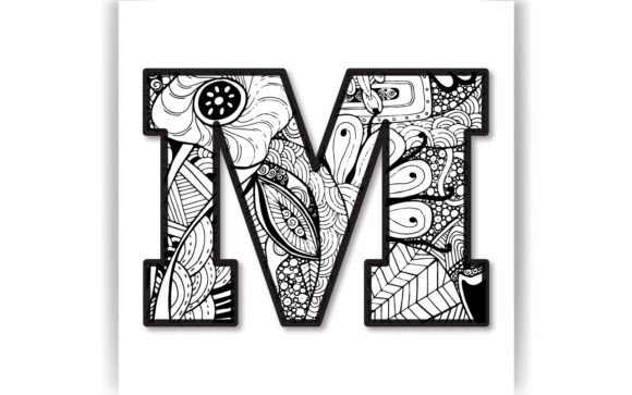 Decorative M Letter Coloring Page KIDS Graphics