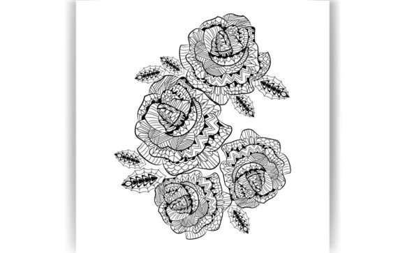 Decorative Roses Coloring Page Graphics & Pages