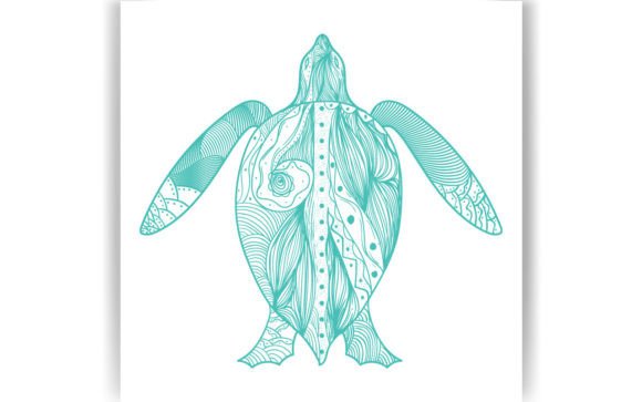 Decorative Tortoise Coloring Page Book Graphics
