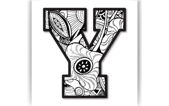 Decorative Y Letter Coloring Page KIDS Graphics
