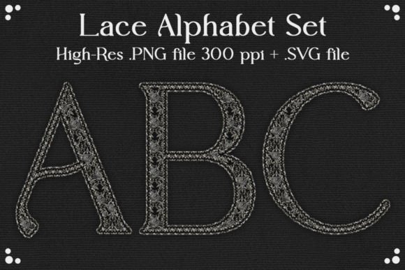 Lace Alphabet Set: Graphics for Crafts Branding