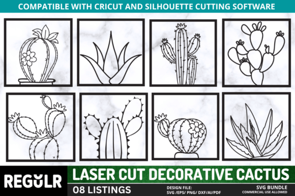 Laser Cut Cactus SVG Bundle: Graphics & Crafts