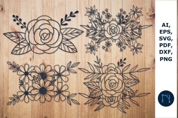 Laser Cut Floral Bundle: Graphics for Crafts
