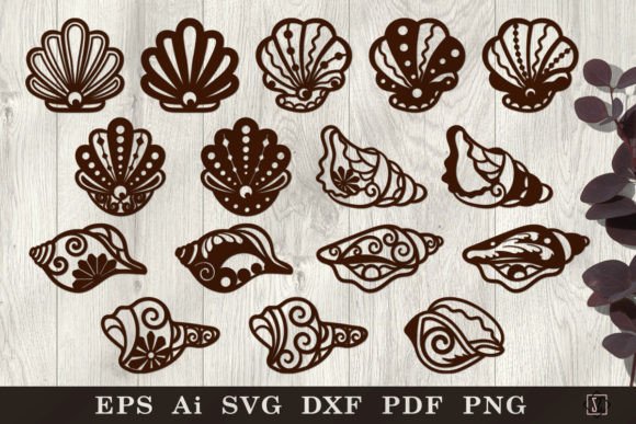 Stencils of Decorative Shells: Graphics & Crafts