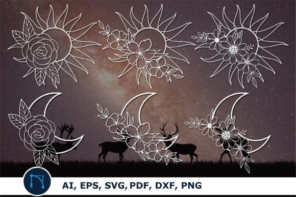 Sun and Moon Graphics for Crafts