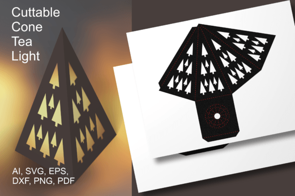 Xmas Trees Pattern Cone Lantern Template Graphics